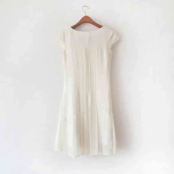 [BUNJANG] Ruffle Pintuck Chiffon Dress / 러플 핀턱 쉬폰 원피스