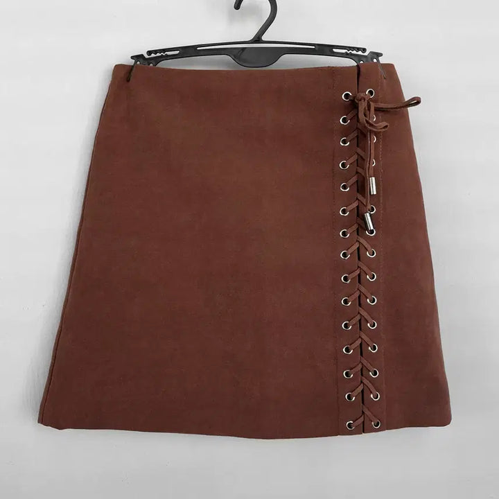 [BUNJANG] Suede Mini Skirt / 스웨이드 미니스커트 착샷o