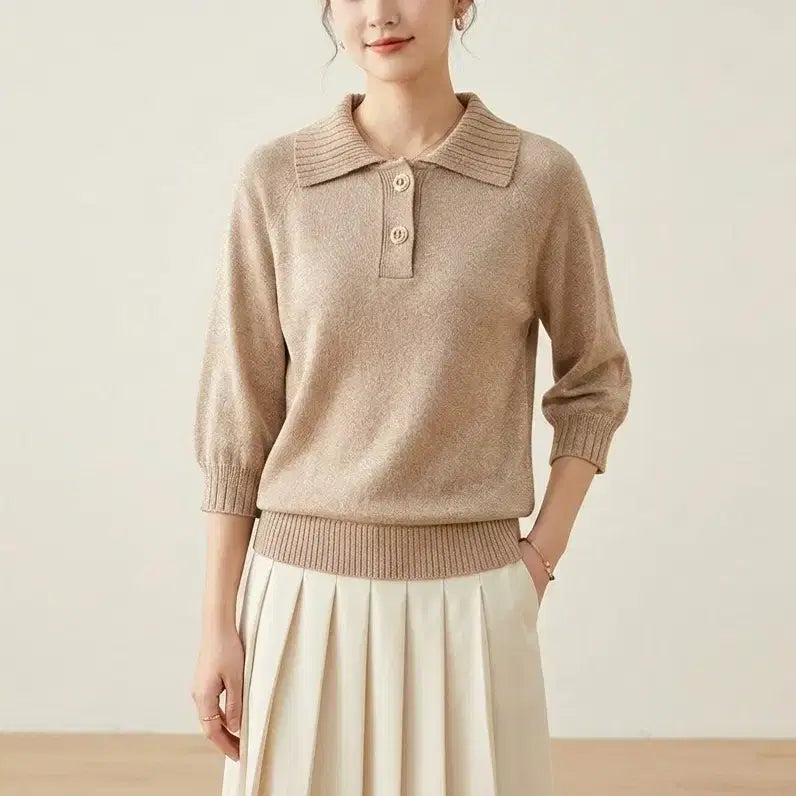 [BUNJANG] Karl Lagerfeld Short Sleeve Knit Top / [55]칼라거펠트 반팔 카라 니트