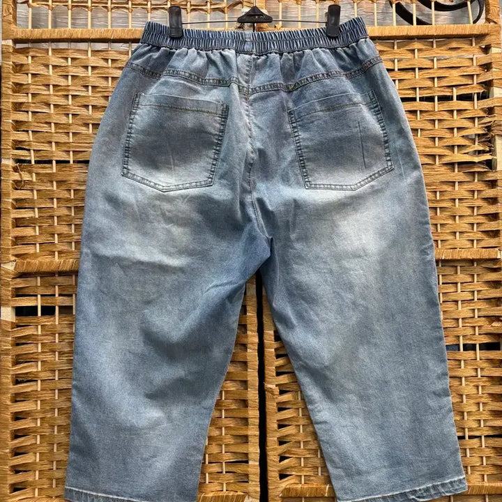 [BUNJANG] Denim Cropped Baggy Pants / 데님 배기 바지