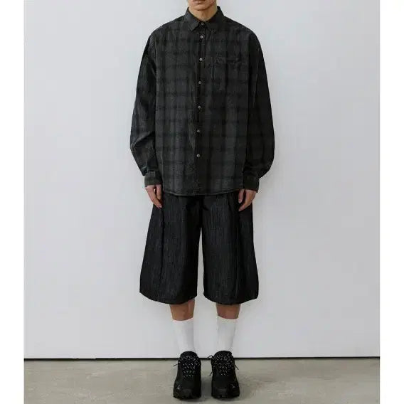 [BUNJANG] Endoor Curved Volume Washed Shorts Black / 엔도어 Curved Volume washed shorts (black