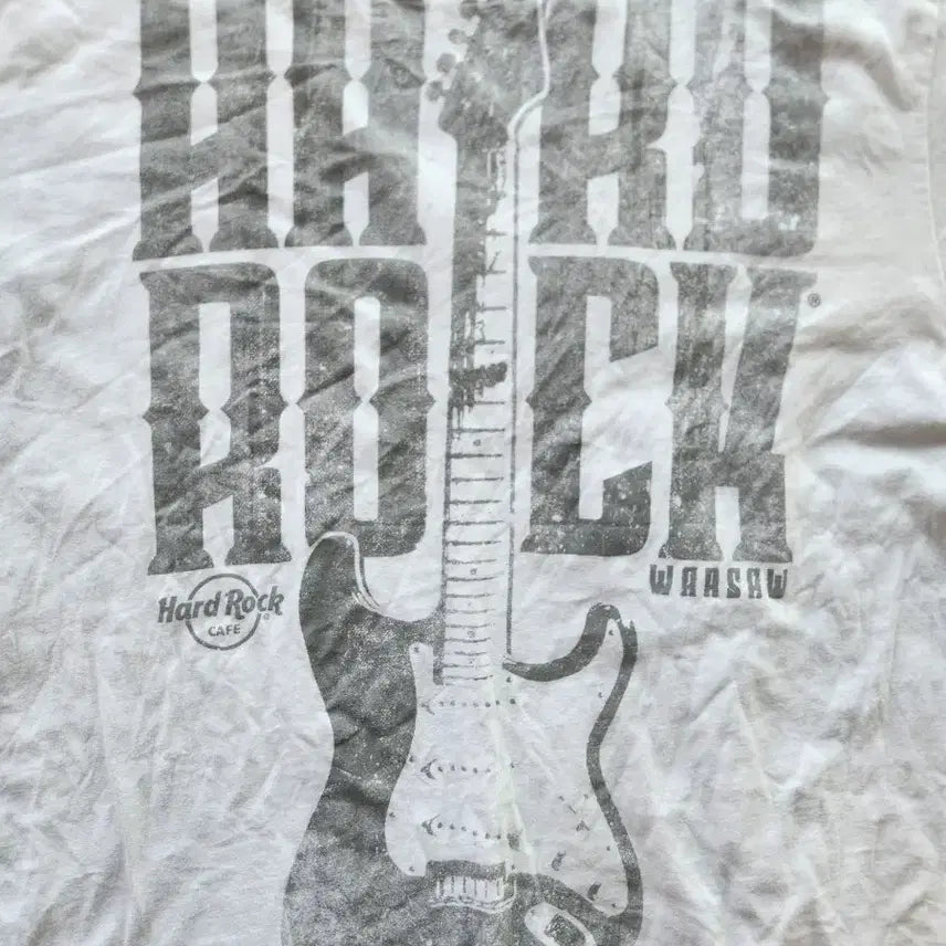 [BUNJANG] Hard Rock Cafe Guitar Print Short Sleeve T-Shirt White XXL / 하드락카페 기타 프린팅 반팔티 화이트 XXL