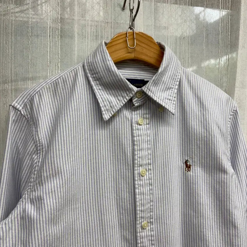 [BUNJANG] Polo Ralph Lauren Oxford Sky Blue Stripe Long Sleeve Shirt / Polo 폴로 랄프로렌 옥스포드 스카이블루 스트라이프 긴팔 셔츠 Size