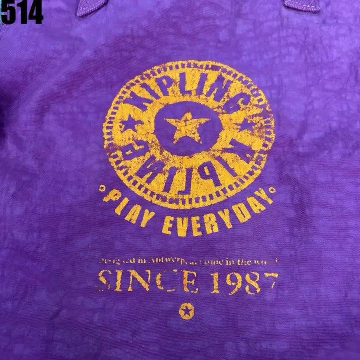 [BUNJANG] Kipling Purple Eco Bag with Keyring / 키플링 보라색 에코백 가방 + 키링