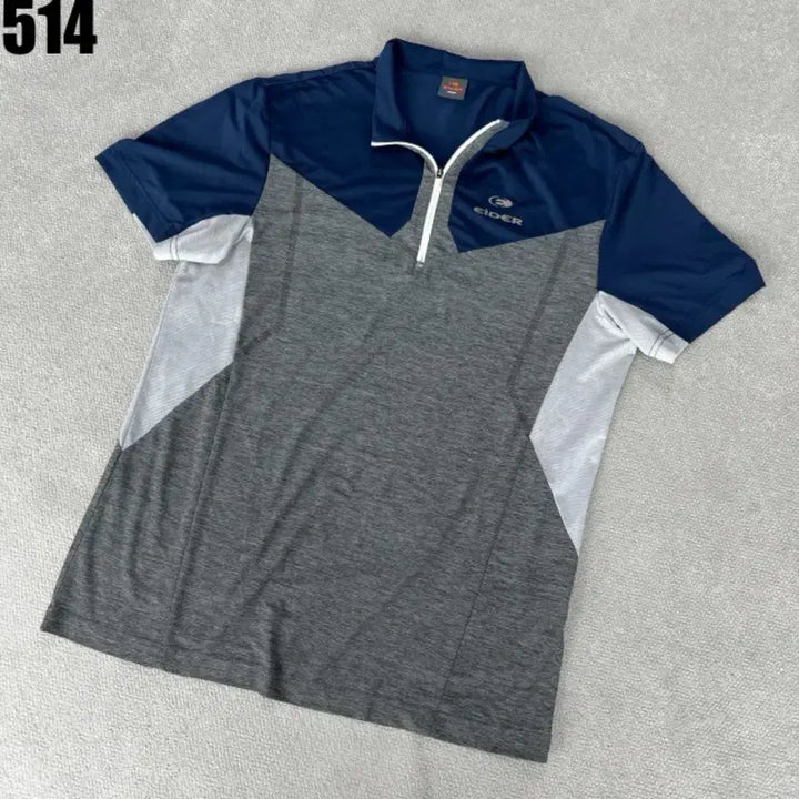 [BUNJANG] Eider Half-Zip Polo T-Shirt Grey Navy L / 아이더 반집업 폴로 티셔츠 그레이 네이비 L