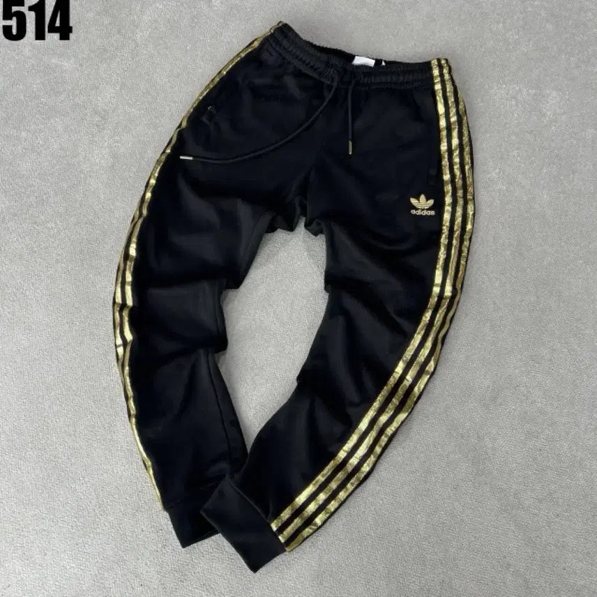 [BUNJANG] Adidas Black/Gold Three-Stripes Training Pants M / 아디다스 블랙/골드 삼선 트레이닝 바지 M