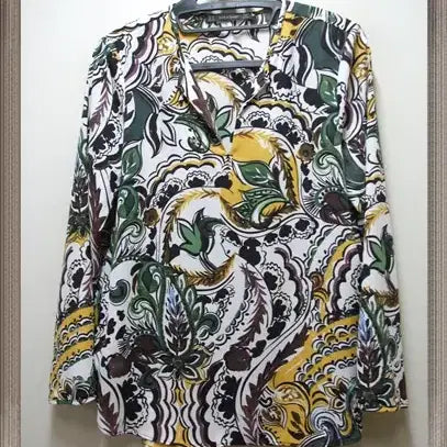 [BUNJANG] ZARA Patterned Silky Long Blouse (M) / ZARA 자라 무늬 폴리쉬폰 실키 롱블라우스 M 66