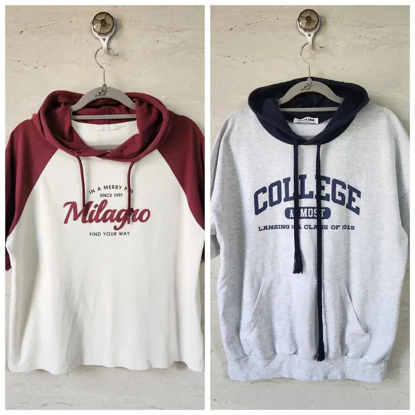 [BUNJANG] Millagro College Short-Sleeve Hoodie / 밀라그로/컬리지 반팔 후드티