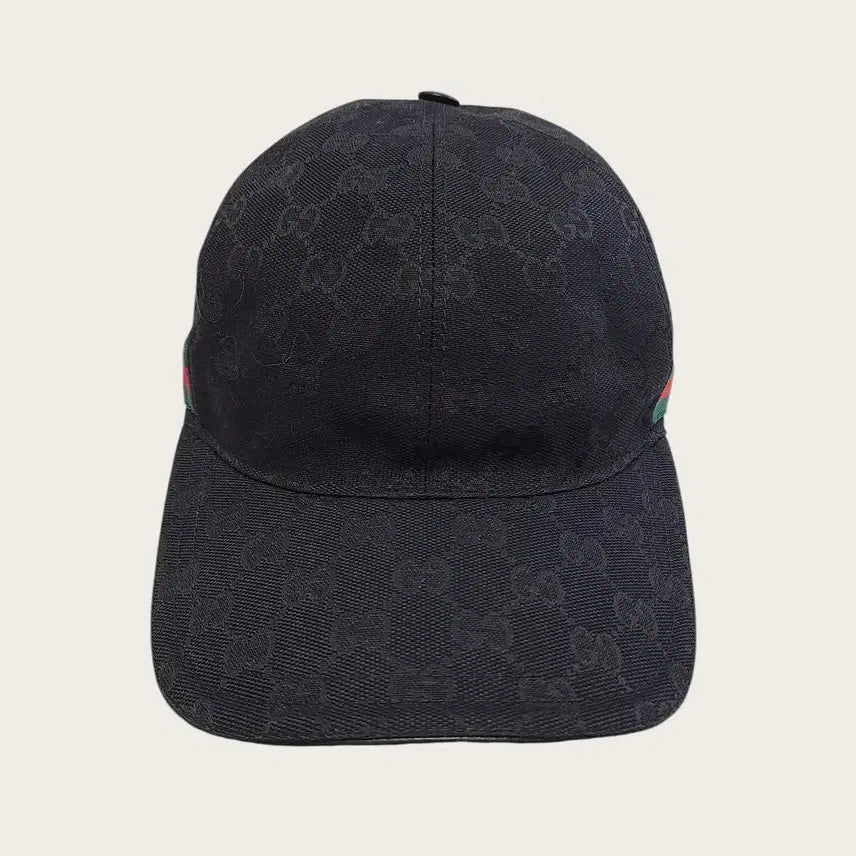 [BUNJANG] Gucci Black Three-Stripe Web GG Canvas Baseball Cap / [M] 구찌 블랙 삼선 웹 GG 캔버스 볼캡 모자