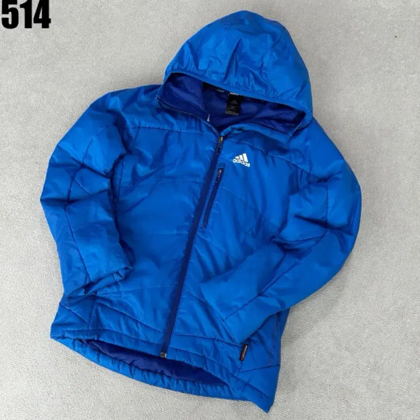 [BUNJANG] Adidas Blue Hooded Padded Jacket M / 아디다스 파란색 패딩 후드 자켓 m