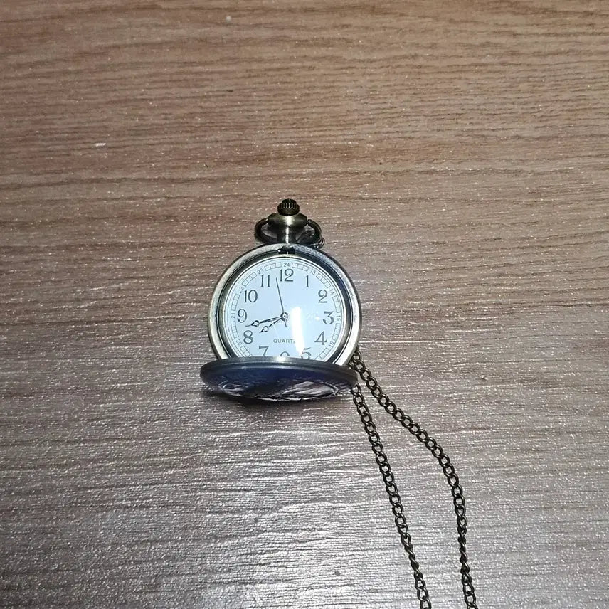 [BUNJANG] Vintage USA Flag Eagle Pocket Watch Necklace / 빈티지 미국 국기 독수리 회중시계 목걸이