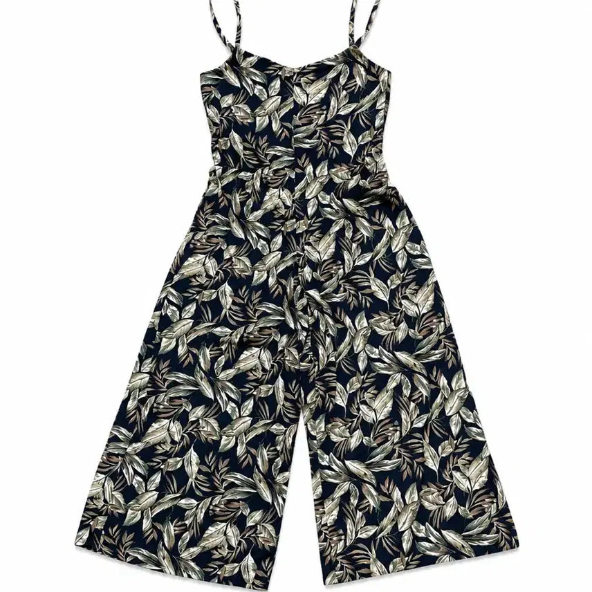 [BUNJANG] Leaf Pattern Strap Jumpsuit / 나뭇잎 패턴 끈나시 점프수트