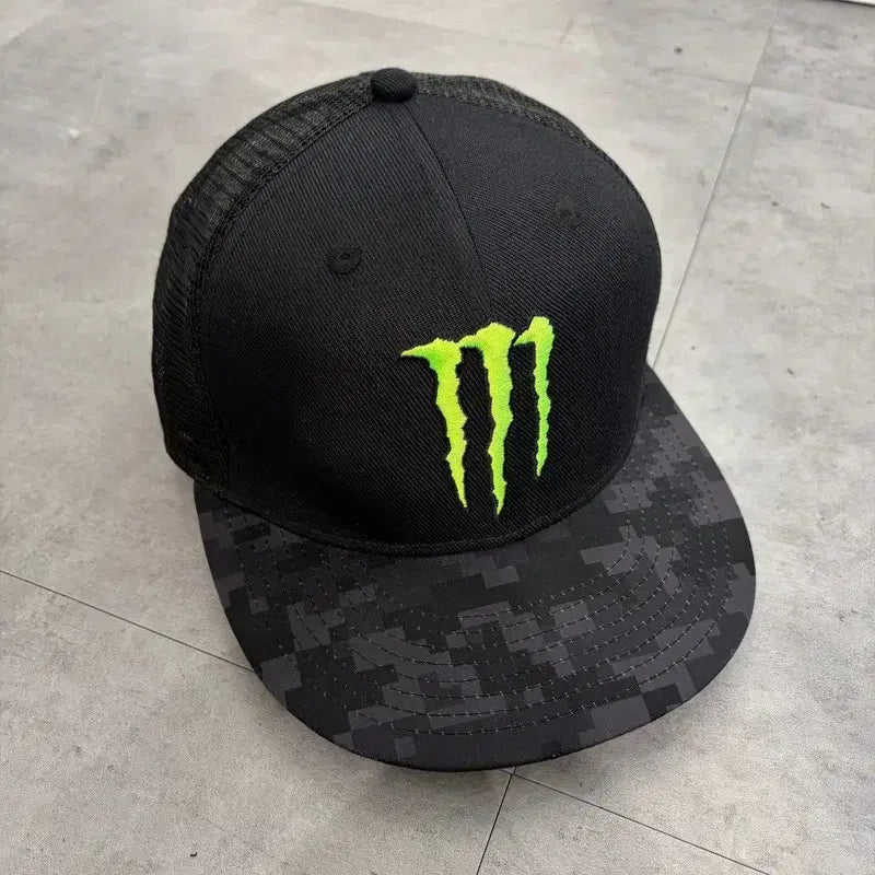 [BUNJANG] OS Digital Camo Pattern Mesh Snapback Hat / OS 몬스터 에너지 블랙 디지털 카모 패턴 메쉬 스냅백 모자