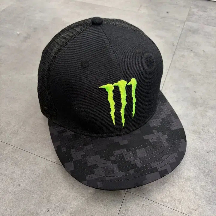 [BUNJANG] OS Digital Camo Pattern Mesh Snapback Hat / OS 몬스터 에너지 블랙 디지털 카모 패턴 메쉬 스냅백 모자