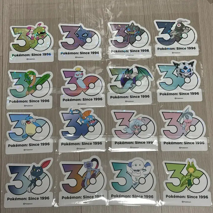 [BUNJANG] Pokemon 30th Anniversary Logo Sticker 70 Types Bundle Set / 포켓몬 30주년 로고 스티커 전설 포함 80종 일괄