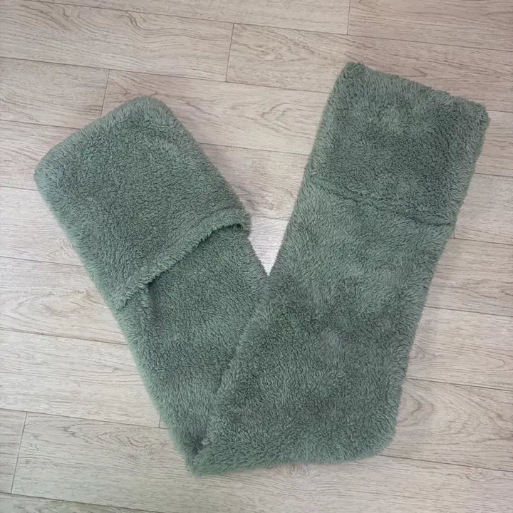 [BUNJANG] Muji Faux Fur Scarf Green / 무인양품 퍼 목도리 머플러 그린