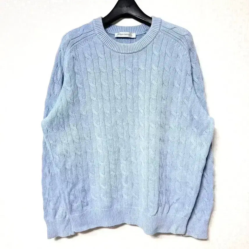 [BUNJANG] Intemp Mood Cable Knit Sweater Blue / [L,100]인템포무드 케이블 니트 스웨터 블루