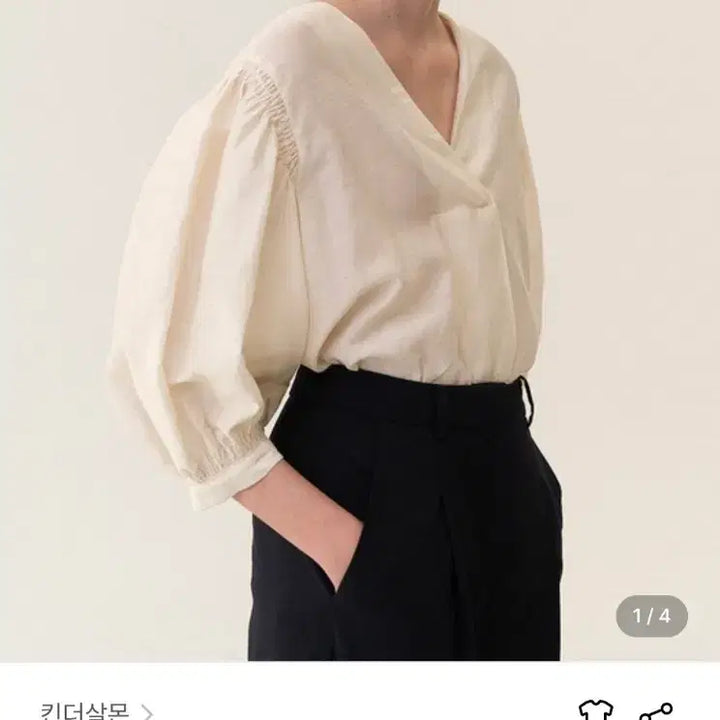 [BUNJANG] Kinder Salmon Balloon Linen Blouse / (새제품) 킨더살몬 벌룬 블라우스 린넨 블라우스