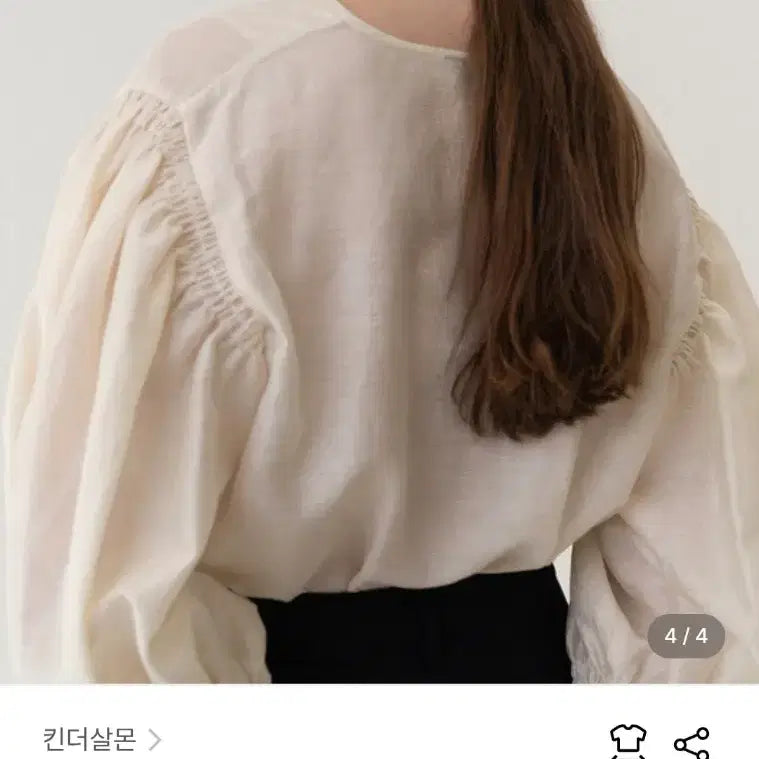 [BUNJANG] Kinder Salmon Balloon Linen Blouse / (새제품) 킨더살몬 벌룬 블라우스 린넨 블라우스