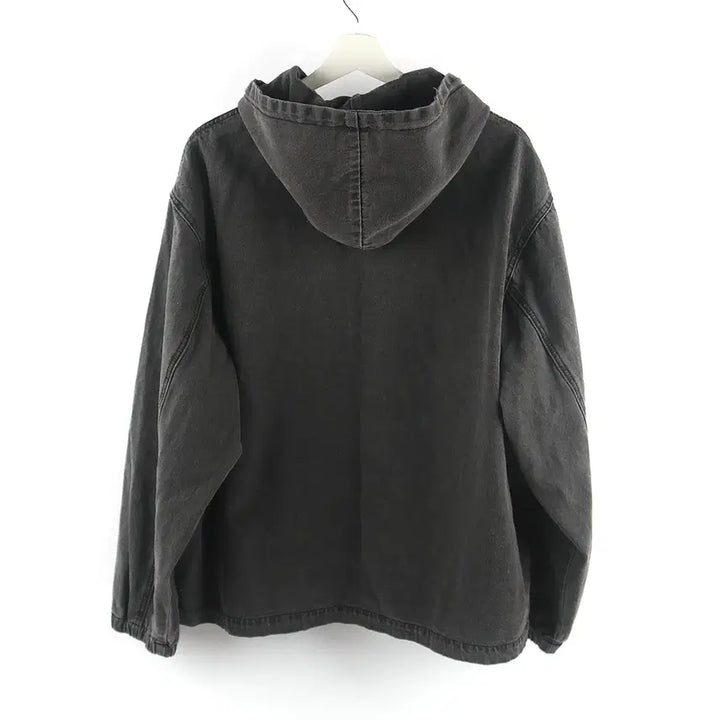 [BUNJANG] SPAO String Washing Hooded Denim Zip-Up XL / XL / 스파오 스트링 워싱 후드 데님 짚업 / B003P -002