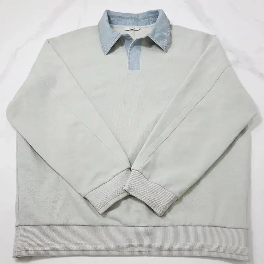[BUNJANG] System Homme Denim Collar Oversized Sweatshirt / [25년/최상급] 시스템옴므 데님 카라 오버핏 스웻셔츠 맨투맨 110