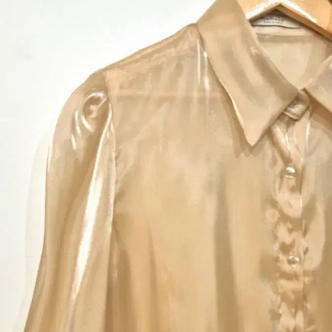 [BUNJANG] Glossy See-Through Blouse / 광택 시스루 블라        싸이즈 :  55-66
