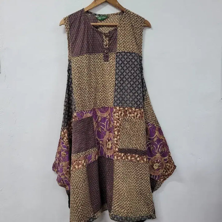 [BUNJANG] Sama Sama Patchwork Sleeveless Long Dress / Sama sama 패치워크 민소매 롱 원피스