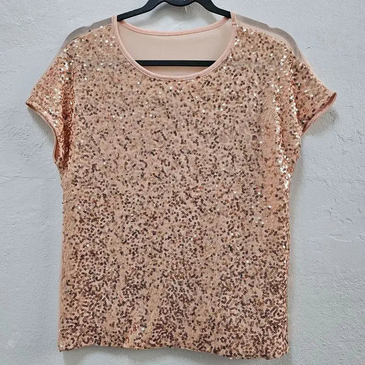[BUNJANG] ONLY European Import Light Pink Sequin Blouse / ONLY 유럽수입 블라우스 여 55/66 J5010