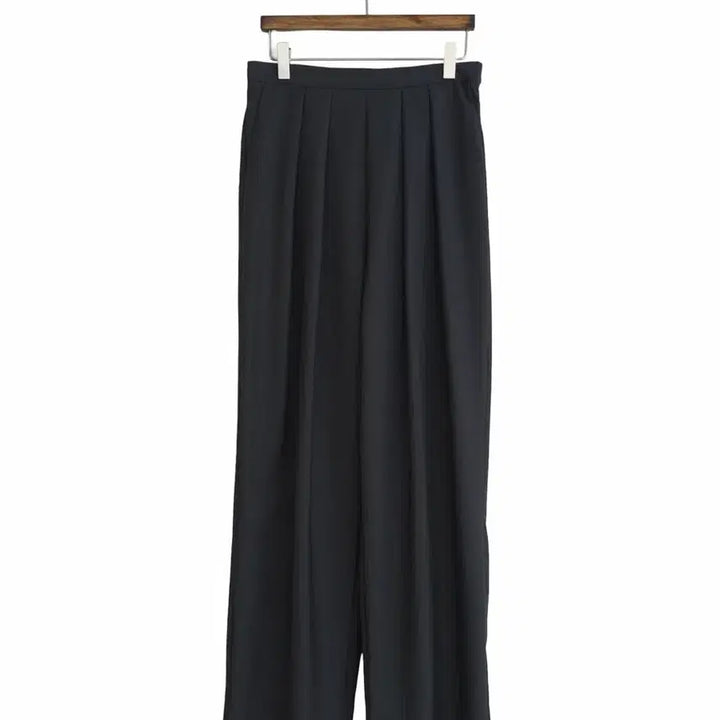 [BUNJANG] Two-Tuck Semi Wide Slacks - Charcoal / 교신안함)투핀턱 세미 와이드 슬랙스-차콜