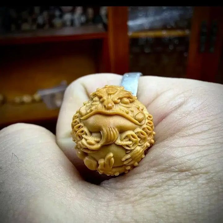 [BUNJANG] Walnut "Money-Bringing Golden Toad" Bead (Carved) / 호두(돈부르는 금두꺼비)금선 구슬 (조각제품) 16~18mm