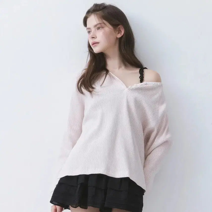 [BUNJANG] Thetys Button Boxy Waffle Tee - Pink / 더티스 버튼 박시 와플티 핑크