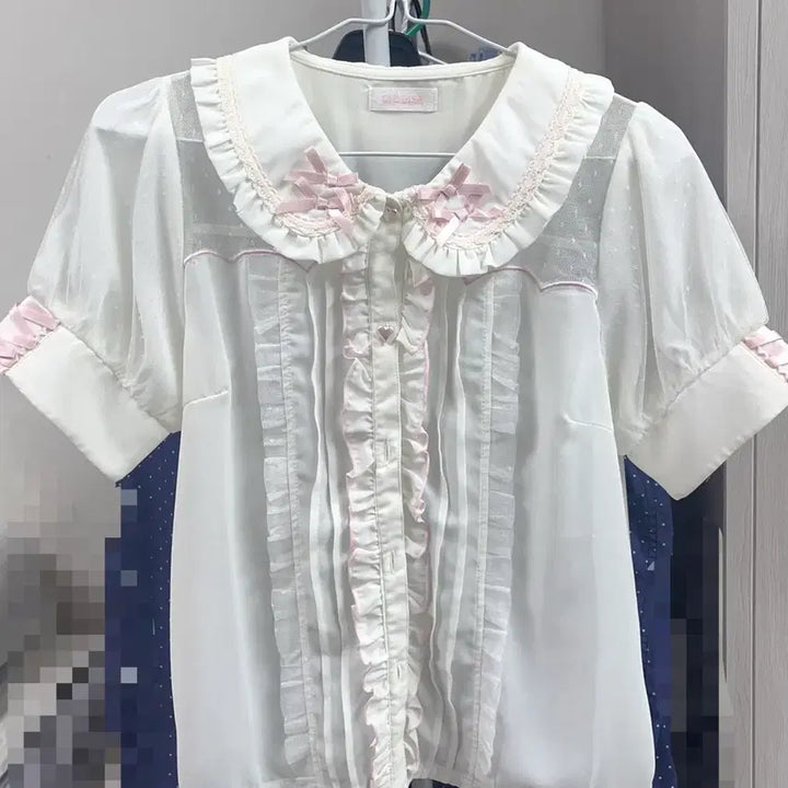 [BUNJANG] Liz Lisa Short Sleeve Blouse White / 리즈리사 LIZLISA 반팔 화이트 블라우스 양산형 양지뢰 로리타