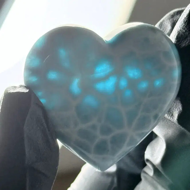[BUNJANG] Larimar Double-Sided Heart 33.7g Natural Gemstone / 라리마 양면 하트 33.7g 천연 원석, 준보석