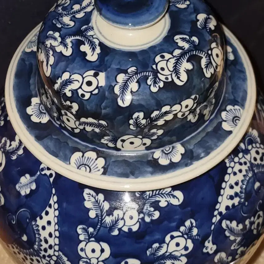 [BUNJANG] Chinese Blue and White Porcelain Jar with Lid / 청화백자 유개관 높이 37 지름 23 센치 중국도자기
