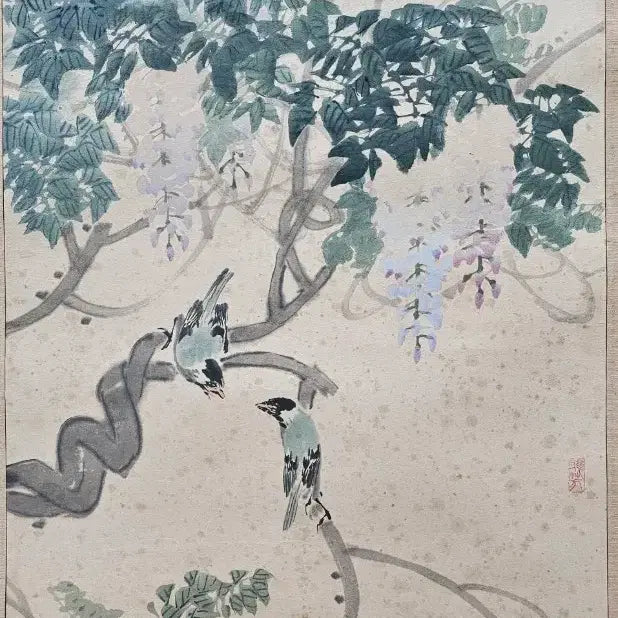 [BUNJANG] Kim Myung-jae Dong-dang Two Sparrows Under Wisteria 30-ho / 청당 김명재 30호