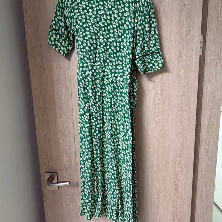 [BUNJANG] Flower Wrap Long Dress Green / 플라워 랩 롱 원피스 그린