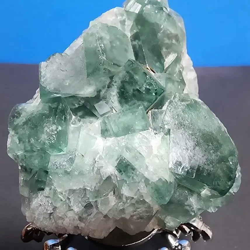 [BUNJANG] Green Fluorite Crystal with Stand / 녹색 튜브 형석 원석 크리스탈+받침대