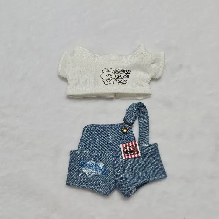 [BUNJANG] 10cm Doll Clothing Blue Overalls Set / 10cm 솜인형옷 청멜빵바지 세트