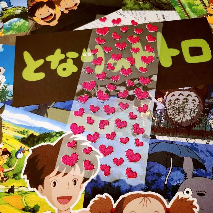 [BUNJANG] Glitter Heart 3D Sticker Set Bundle / 고전문구) 반짝이 하트 입체 스티커 세트 일괄