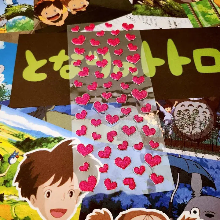[BUNJANG] Glitter Heart 3D Sticker Set Bundle / 고전문구) 반짝이 하트 입체 스티커 세트 일괄