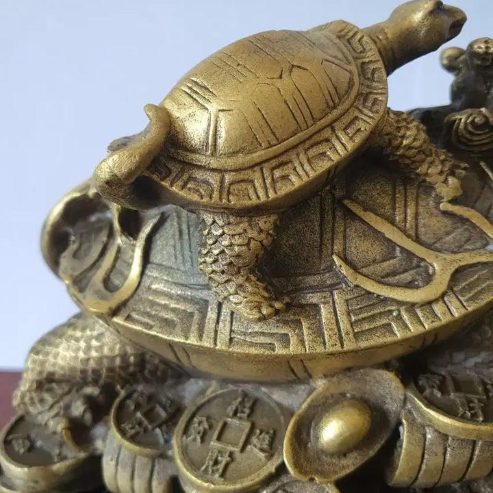 [BUNJANG] Brass Dragon Head Turtle Sculpture / 황동 용두거신상 재물 복 거북이 조각상