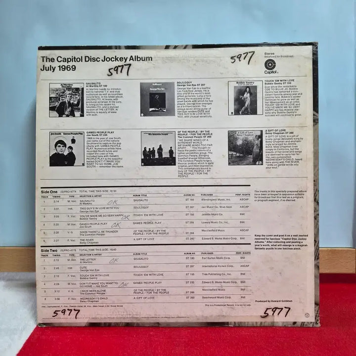 [BUNJANG] Capitol Disc Jockey Sampler LP (1969) / 캐피톨 디스크 조키 샘플러 LP (1969) 5803