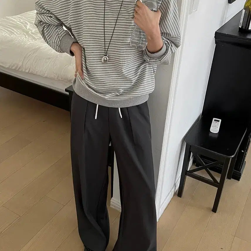 [BUNJANG] 98DoCci Banding Pintuck Slacks Pants (Charcoal, Black) / 98도씨 밴딩 슬랙스 팬츠 (차콜, 블랙)