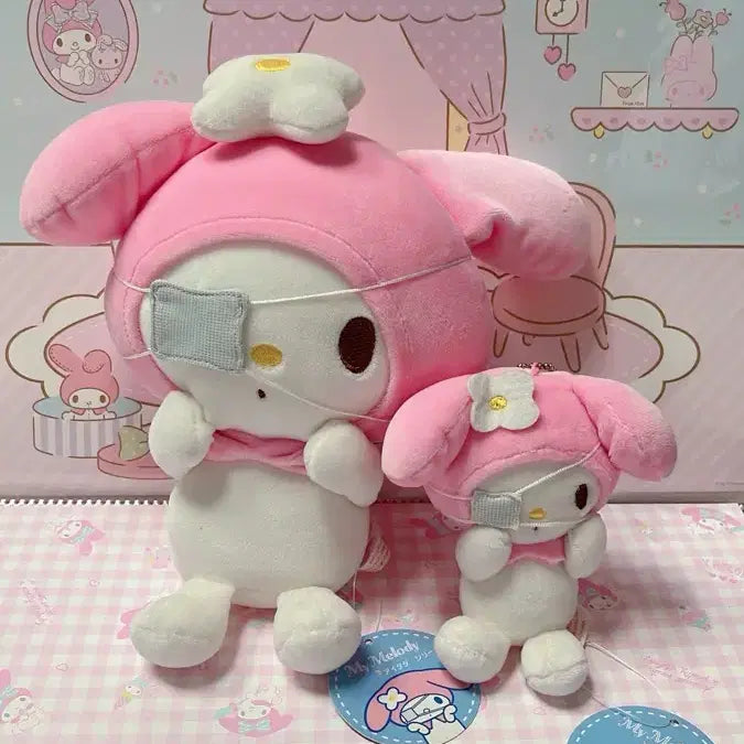 [BUNJANG] Sanrio Yayaya Series Eye Mask Mamé Bear Plush &amp; Mascot Set / 산리오 아야야 시리즈 안대 마멜 인형 &amp; 마스코트 2점세트
