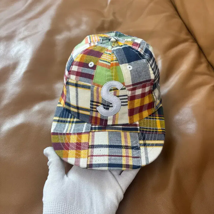 [BUNJANG] Supreme S Logo Madras Check 6-Panel Cotton Twill Cap / 슈프림 S로고 6패널 볼캡 모자 마드라스 체크