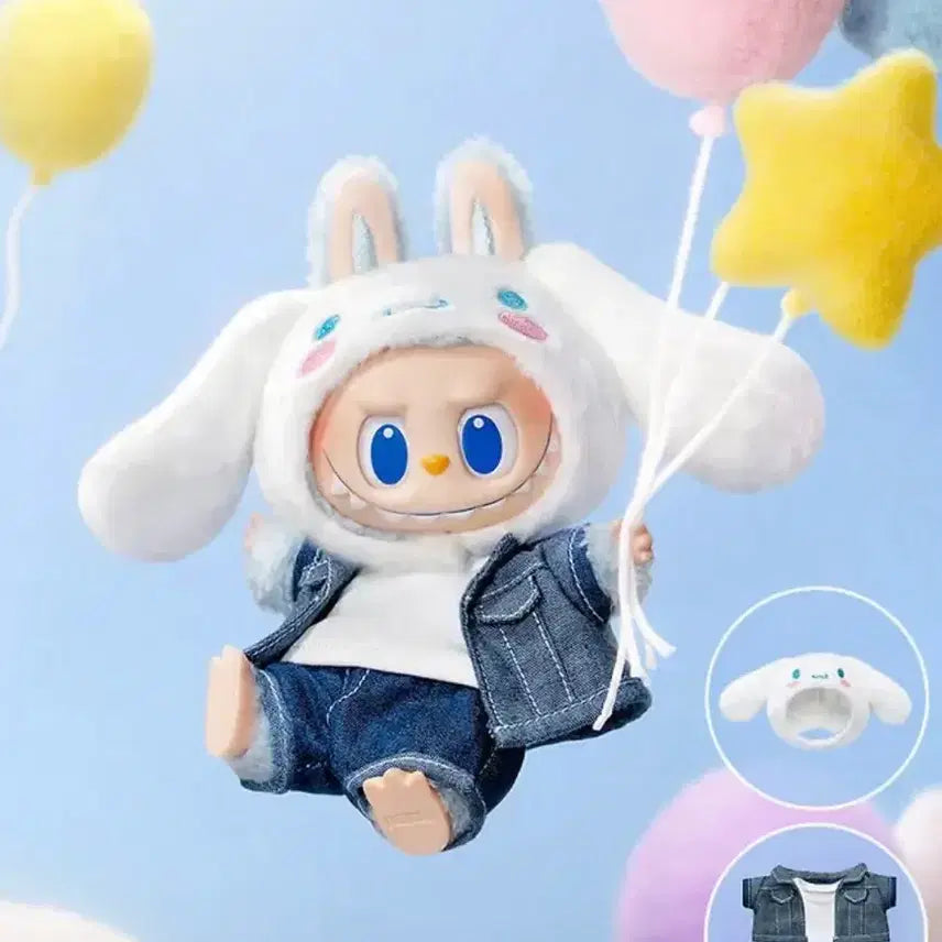 [BUNJANG] Labubu x Sanrio Cinnamoroll Collaboration Keychain / [정품] 라부부 X 산리오 시나모롤