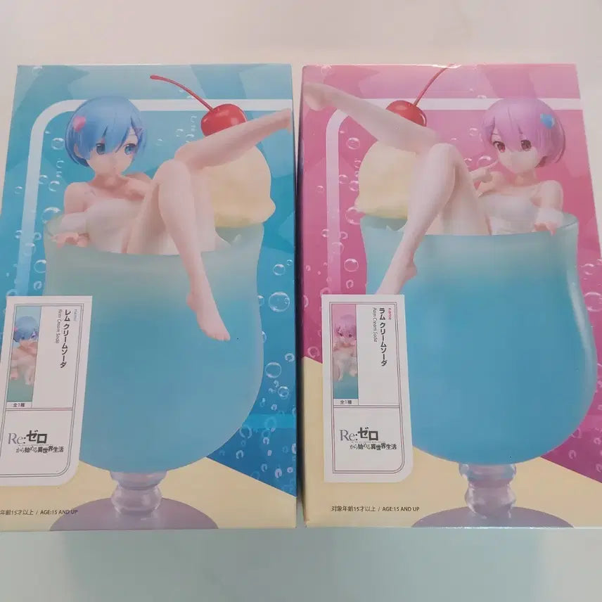 [BUNJANG] Re:Zero Rem Ram Cream Soda Figure Bundle Set (Sealed) / Re:제로부터 렘 람 크림소다 피규어 미개봉 일괄
