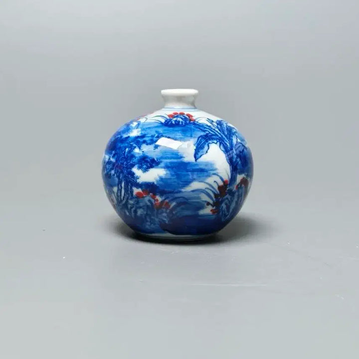 [BUNJANG] Qing Dynasty Blue and White Underglaze Red Porcelain Vase / 청말민국 청화진사 고사인물문 항아리형 소병 중국도자기 골동품