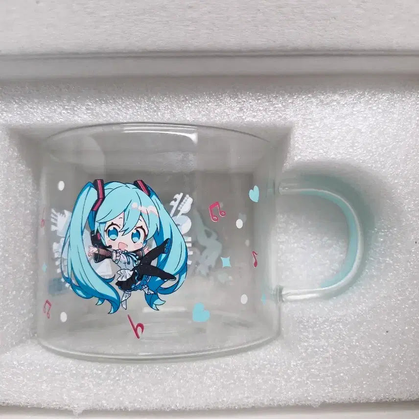 [BUNJANG] Hatsune Miku 16th Anniversary Lottery C Prize Glass Cup / 하츠네 미쿠 16주년 쿠지 C상 유리컵+피크닉 미쿠 H상 종이컵 세트