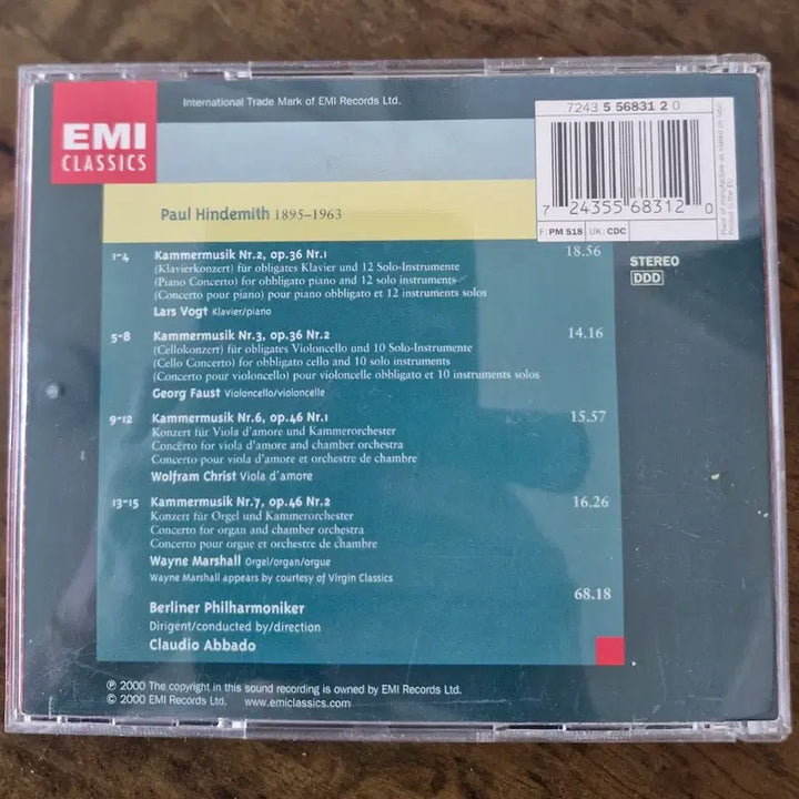 [BUNJANG] Hindemith Kammermusik Nr. 2, 3, 6, 7 CD / CD  Hindemith 캄마뮤직